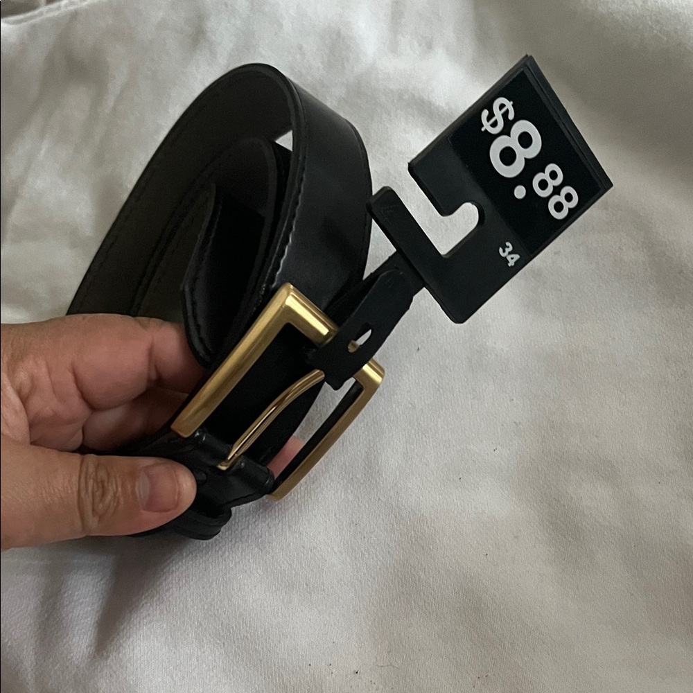Elegant Black Belt with Gold Buckle